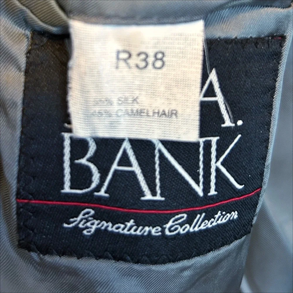 Jos‎ A Bank Blazer Mens 38R Gray Silk Camel Hair Herringbone Sport Coat Jacket
